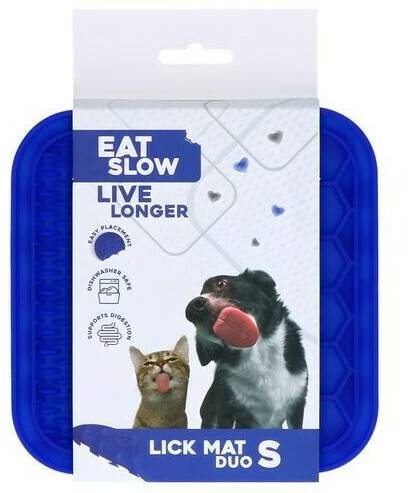 Holland Animal Care Eat Slow Live Longer Leckmatte mit Noppen und Wabenblau Größe: L Holland Animal Care Eat Slow Live Longer Leckmatte mit Noppen und Waben