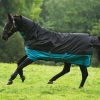 Horseware Mio Turnout One Piece Medium 200g - Black/Türkis 160 Pferdedecken