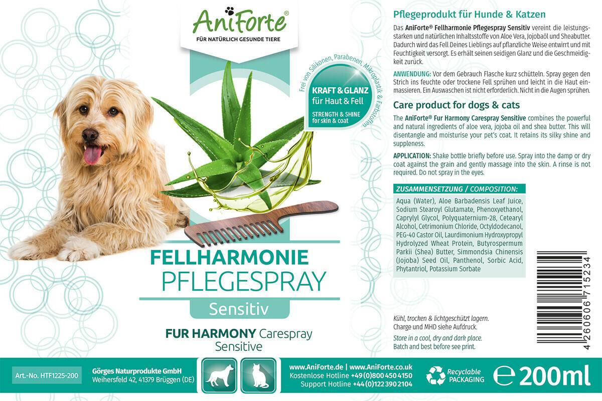 Fellpflege AniForte Fellharmonie Pflegespray Sensitiv 200ml